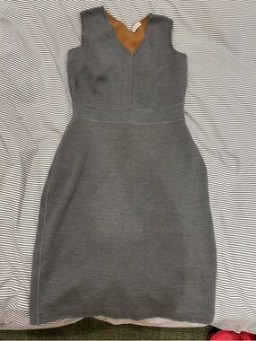 Sleeveless Gray V-Neck Midi Dress